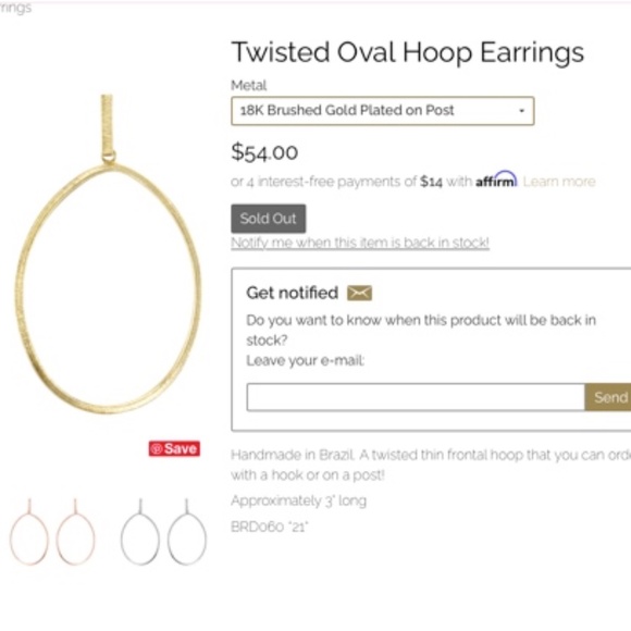 Sheila Fajl Chantal Hoop Earrings-Burnished Gold main image 0